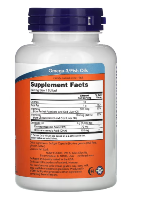 NOW Foods, Cod Liver Oil, Extra Strength, 1,000 mg, 90 Softgels