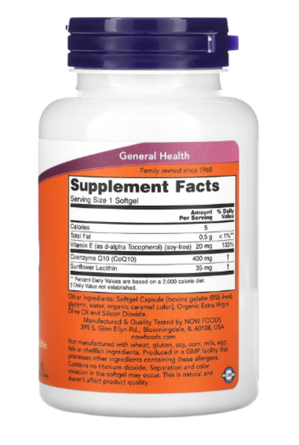 NOW Foods, CoQ10, 400 mg, 60 Softgels