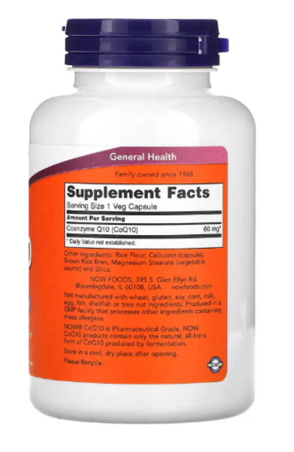 NOW Foods, CoQ10, 60 mg, 180 Veg Capsules