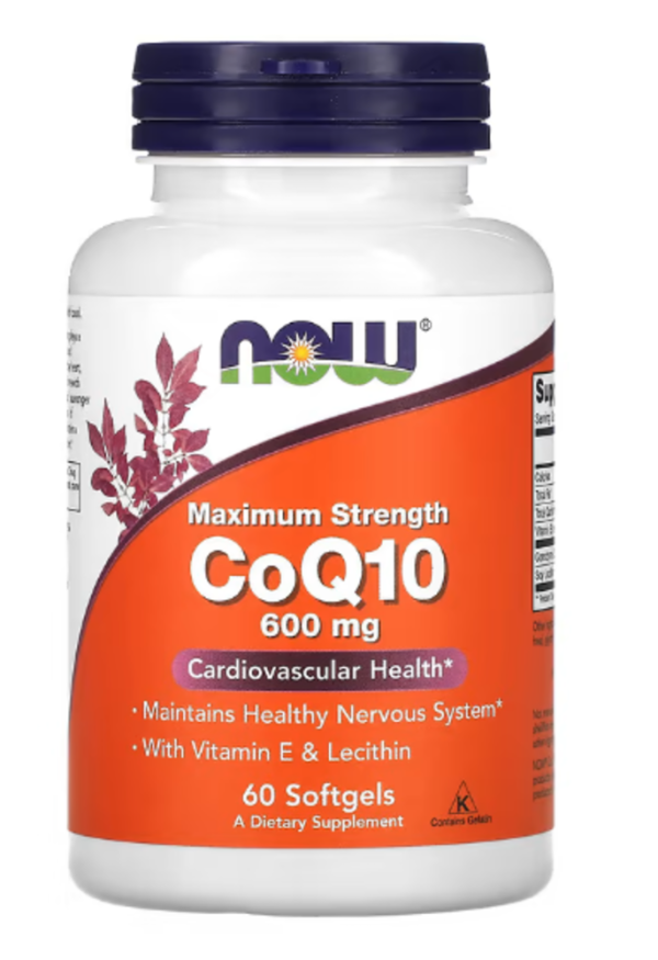 NOW Foods, CoQ10 with Vitamin E & Lecithin, Maximum Strength, 600 mg, 60 Softgels