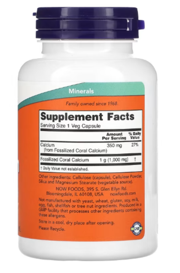 NOW Foods, Coral Calcium, 1,000 mg, 100 Veg Capsules