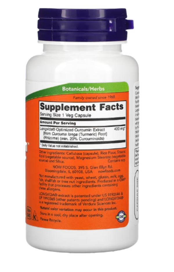 NOW Foods, CurcuBrain, Cognitive Support, 400 mg, 50 Veg Capsules