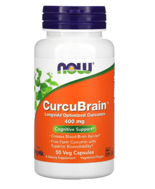 NOW Foods, CurcuBrain, Cognitive Support, 400 mg, 50 Veg Capsules