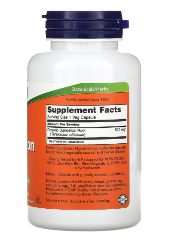 NOW Foods, Dandelion Root, 500 mg, 100 Veg Capsules