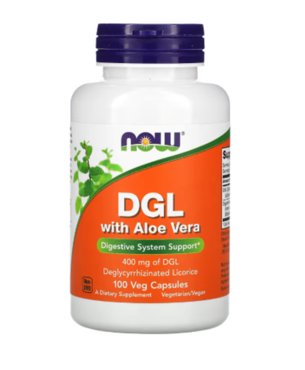 NOW Foods, DGL with Aloe Vera, 400 mg, 100 Veg Capsules