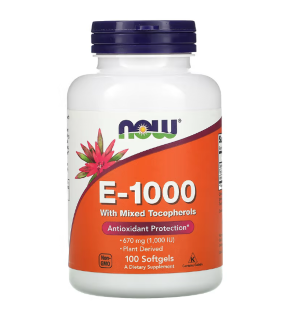 NOW Foods E-1000 with Mixed Tocopherols  670 mg (1000 IU)  100 Softgels