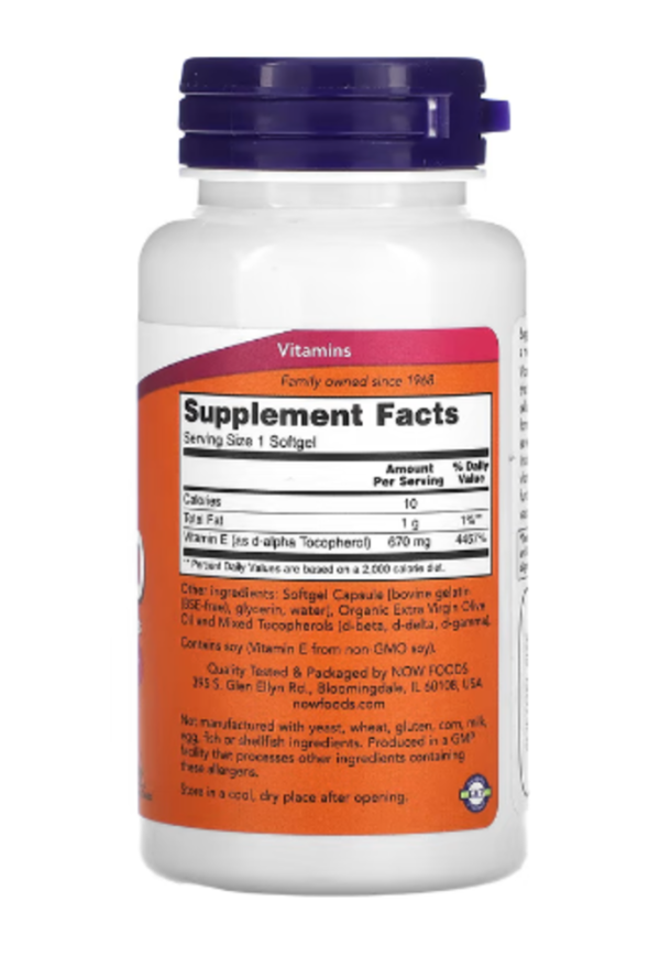 NOW Foods, E-1000 with Mixed Tocopherols, 670 mg (1,000 IU), 50 Softgels