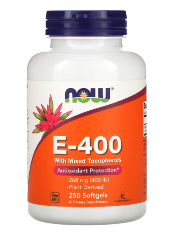 NOW Foods, E-400 with Mixed Tocopherols, 268 mg (400 IU), 250 Softgels