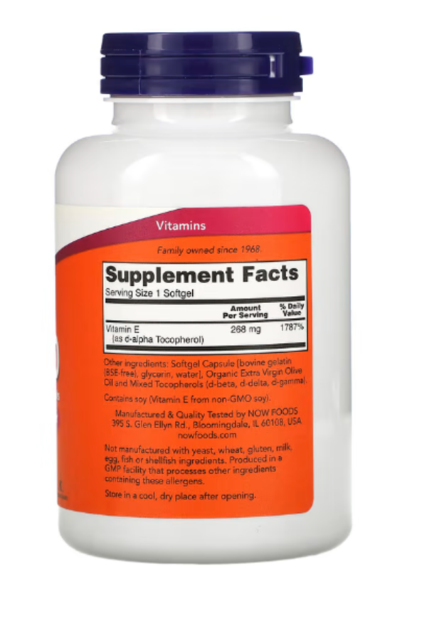 NOW Foods, E-400 with Mixed Tocopherols, 268 mg (400 IU), 250 Softgels