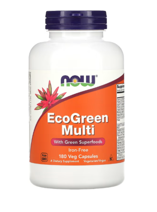 NOW Foods, EcoGreen Multi, Iron-Free, 180 Veg Capsules