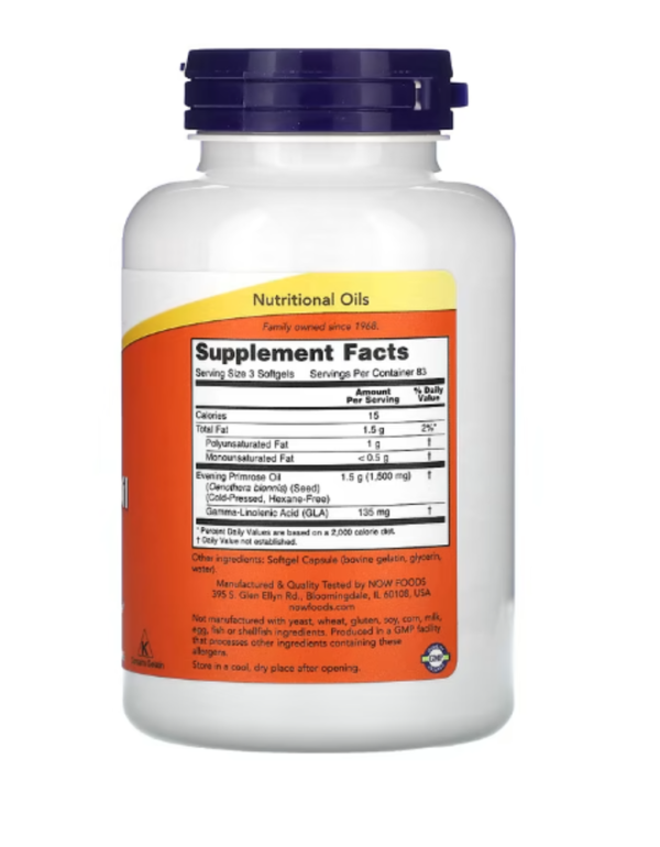NOW Foods, Evening Primrose Oil, 500 mg, 250 Softgels