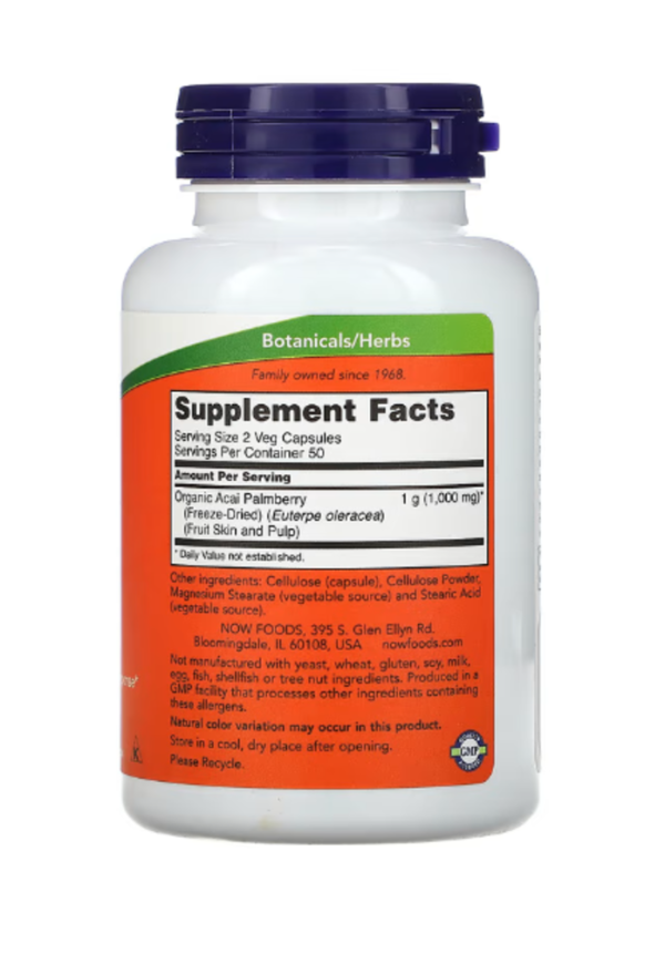 NOW Foods, Freeze-Dried Acai, 500 mg, 100 Veg Capsules
