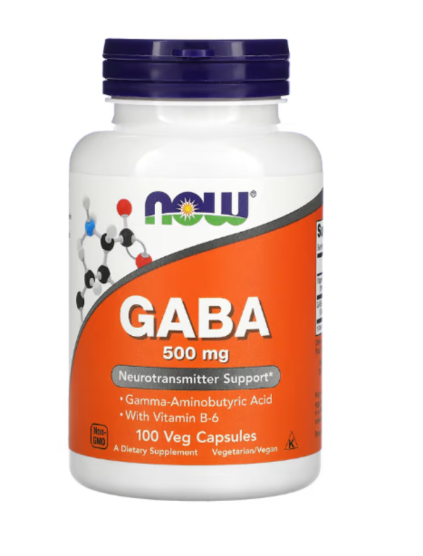 NOW Foods, GABA with Vitamin B-6, 500 mg, 100 Veg Capsules