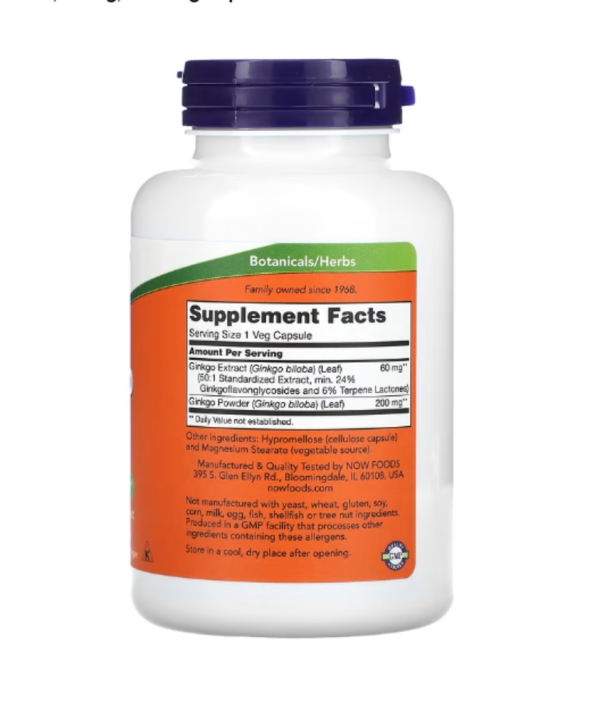 NOW Foods, Ginkgo Biloba, 60 mg, 240 Veg Capsules