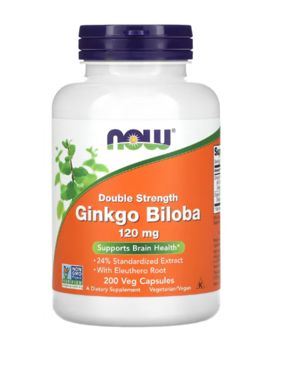 NOW Foods, Ginkgo Biloba, Double Strength, 120 mg, 200 Veg Capsules