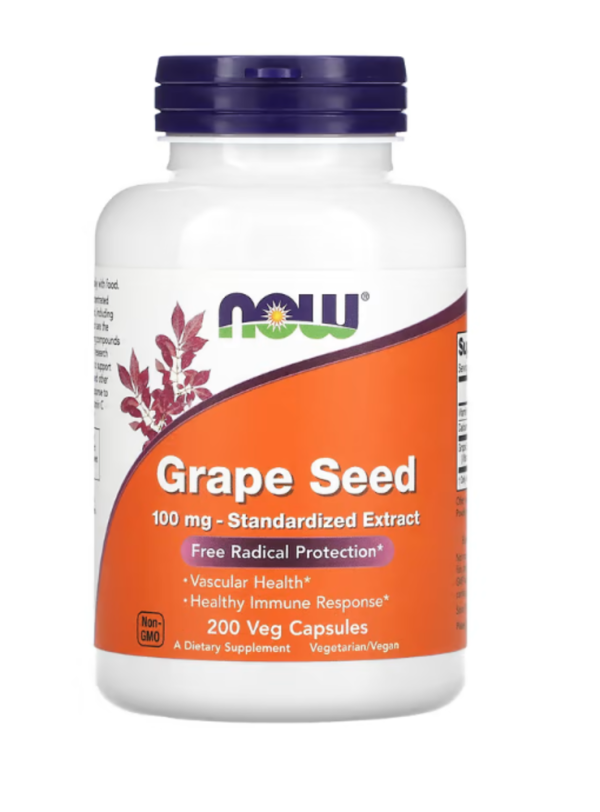 NOW Foods, Grape Seed, Standardized Extract, 100 mg, 200 Veg Capsules