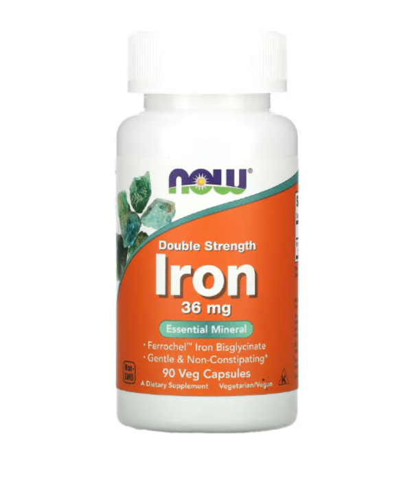 NOW Foods, Iron, Double Strength, 36 mg, 90 Veg Capsules