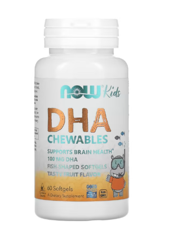 NOW Foods, Kid's DHA Chewables, Tasty Fruit, 60 Softgels