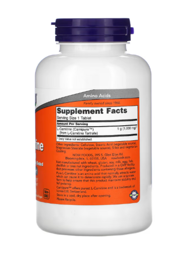 Now Foods, L-Carnitine, 1000 mg, 100 Tablets