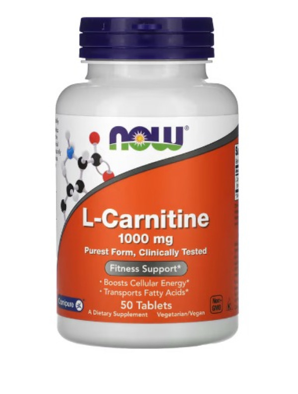 NOW Foods, L-Carnitine, 1,000 mg, 50 Tablets