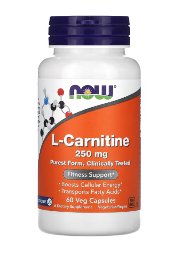 NOW Foods, L-Carnitine, 250 mg, 60 Veg Capsules