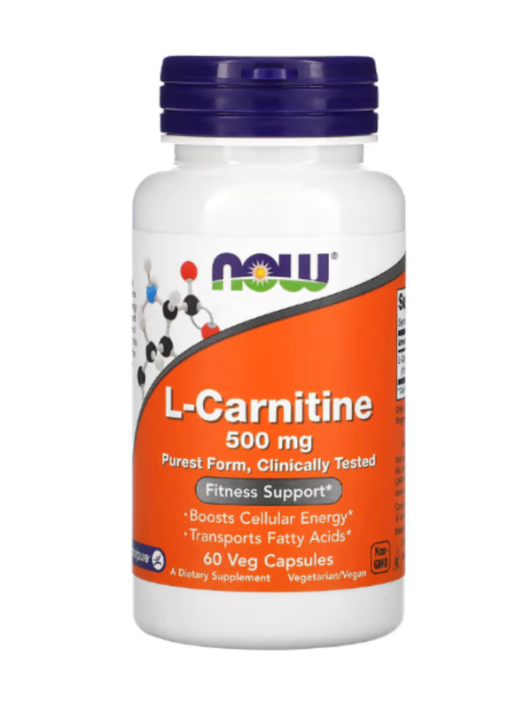 NOW Foods, L-Carnitine, 500 mg, 60 Veg Capsules