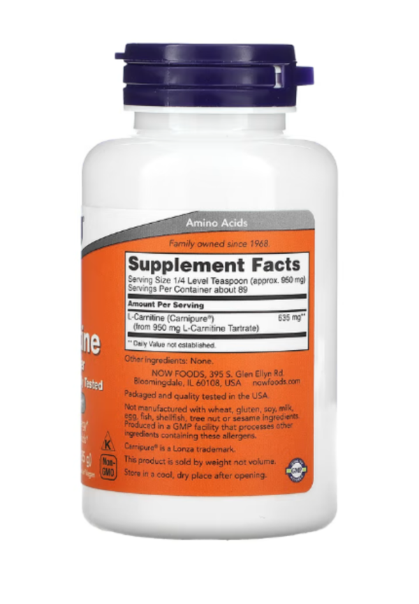 NOW Foods, L-Carnitine, Pure Powder, 3 oz (85 g)