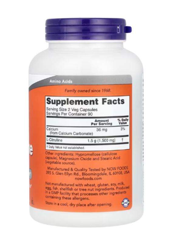 Now Foods, L-Citrulline, 750 mg, 180 Capsules