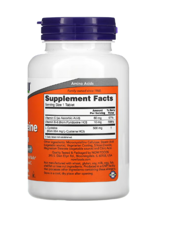 NOW Foods, L-Cysteine, 500 mg, 100 Tablets