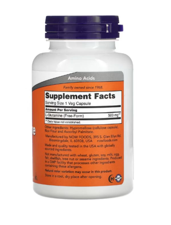 NOW Foods, L-Glutamine, 500 mg, 120 Veg Capsules