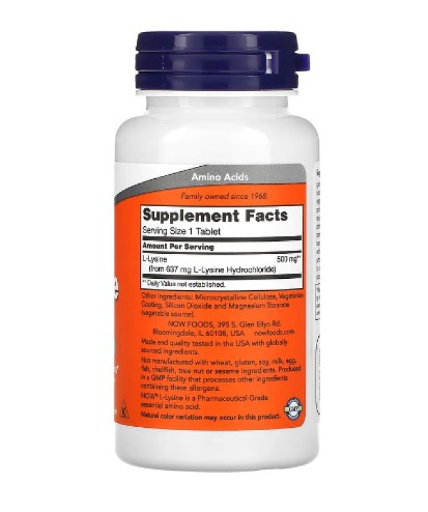 NOW Foods, L-Lysine, 500 mg, 100 Tablets