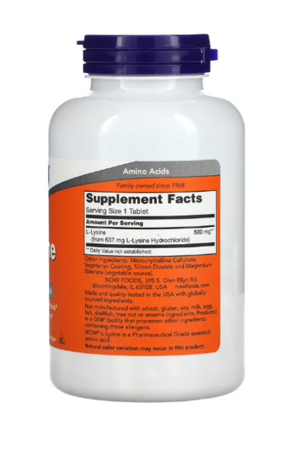 Now Foods, L-Lysine, 500 mg, 250 Capsules