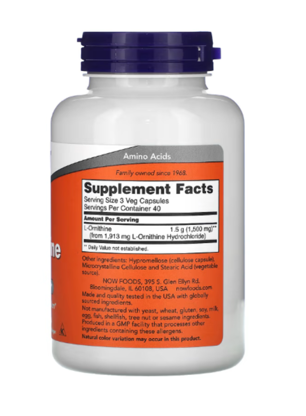 NOW Foods, L-Ornithine, 500 mg, 120 Veg Capsules