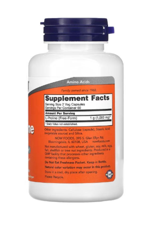 NOW Foods, L-Proline, 500 mg, 120 Veg Capsules
