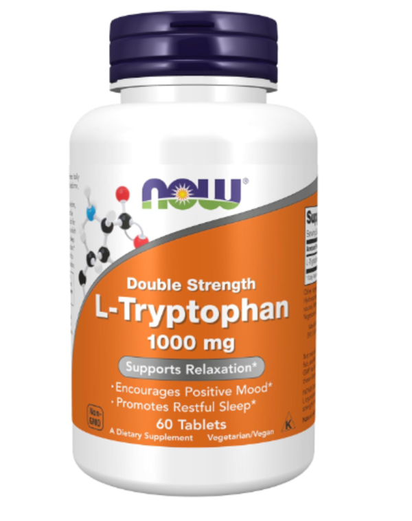 NOW Foods, L-Tryptophan, Double Strength, 1,000 mg, 60 Tablets