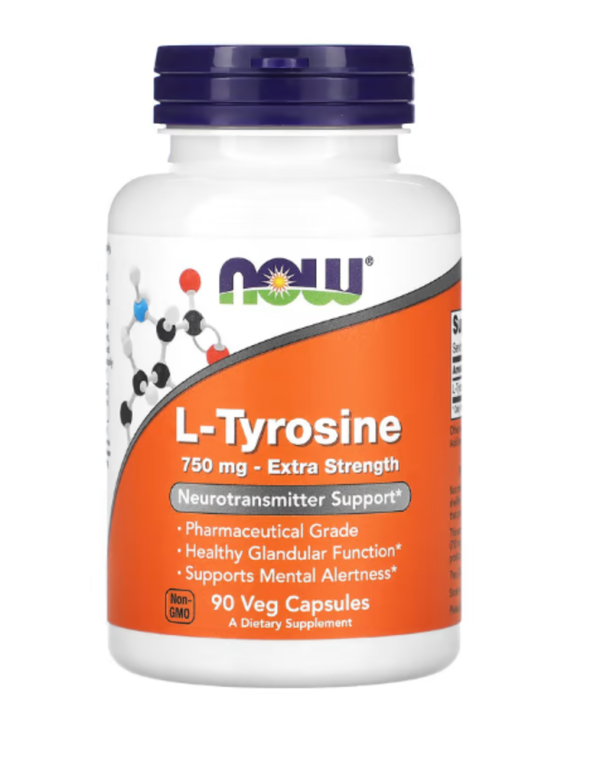 NOW Foods, L-Tyrosine, Extra Strength, 750 mg, 90 Veg Capsules