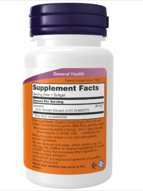 Now Foods, Lycopene, 20 mg, 50 Softgels