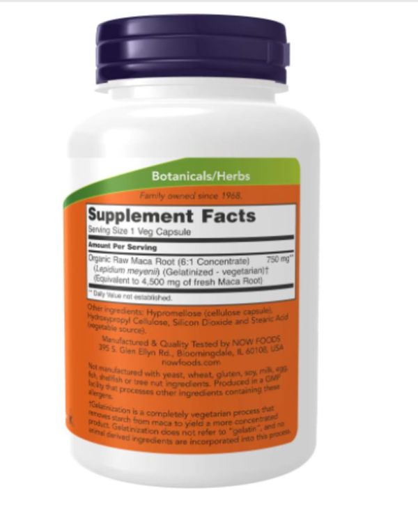 NOW Foods, Maca, Raw, 750 mg, 90 Veg Capsules