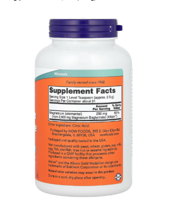 NOW Foods, Magnesium Bisglycinate Powder, 8 oz (227 g)