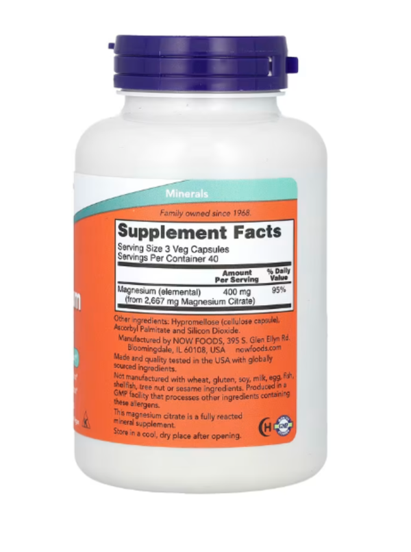 Now Foods, Magnesium Citrate, 120 Vcaps