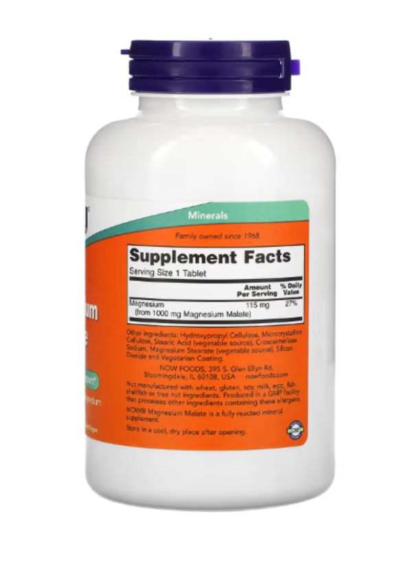 NOW Foods, Magnesium Malate, 1,000 mg, 180 Tablets