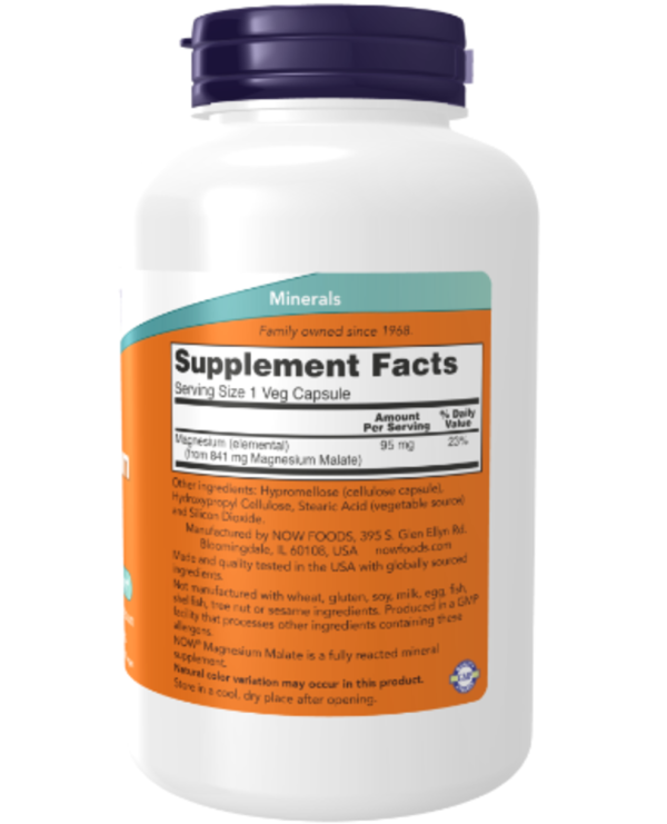 NOW Foods, Magnesium Malate Caps, 180 Veg Capsules