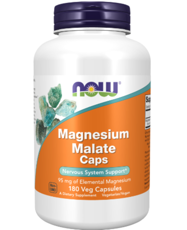 NOW Foods, Magnesium Malate Caps, 180 Veg Capsules