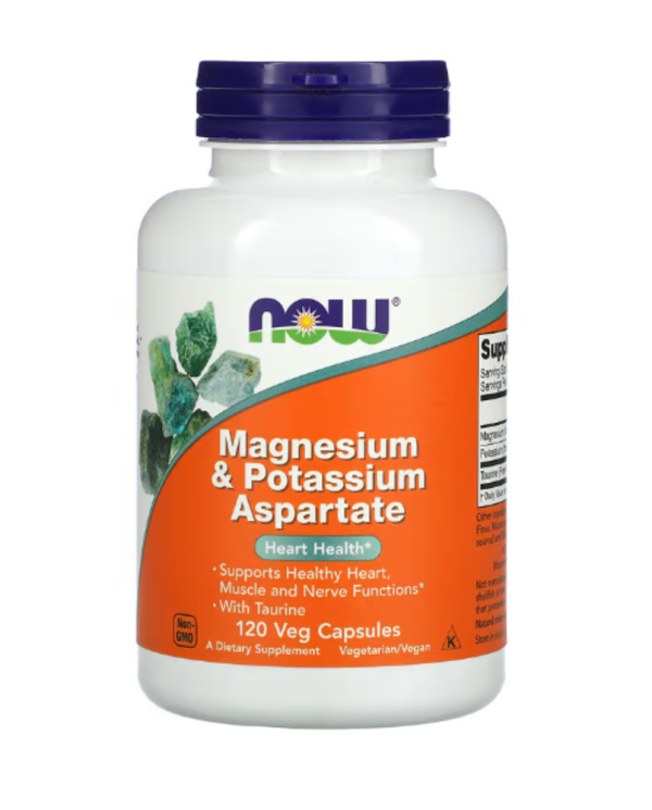NOW Foods, Magnesium & Potassium Aspartate, 120 Veg Capsules
