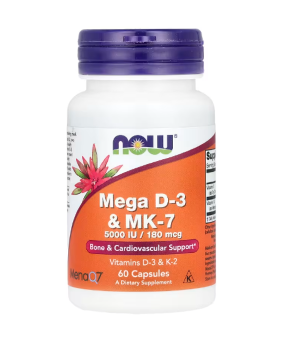 NOW Foods, Mega D-3 & MK-7, 5,000 IU / 180 mcg, 60 Capsules