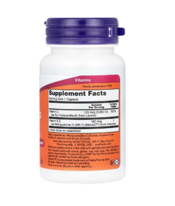 NOW Foods, Mega D-3 & MK-7, 5,000 IU / 180 mcg, 60 Capsules