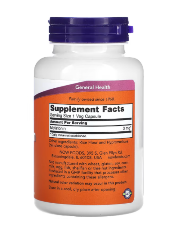Now Foods, Melatonin, 3 mg, 180 Capsules