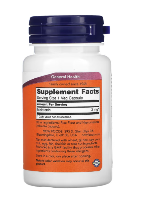 NOW Foods, Melatonin, 3 mg, 60 Veg Capsules