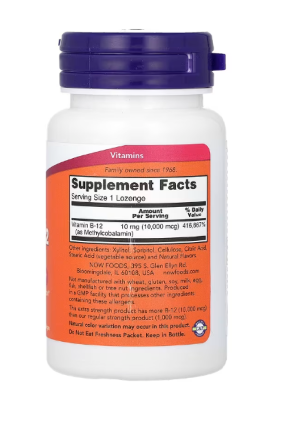 NOW Foods, Methyl B-12, Extra Strength , 10,000 mcg, 60 Lozenges