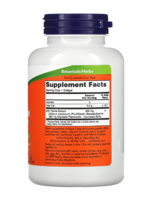 NOW Foods, Milk Thistle Extract, Extra Strength, 450 mg, 120 Softgels